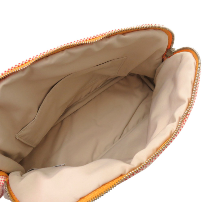 愛馬仕 Bolide 馬型刺繡手拿包，棉質，象牙白，1247，近全新-4