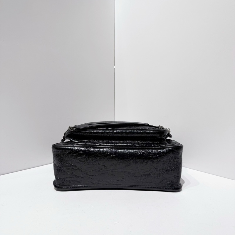 聖羅蘭YSL NIKI 油蠟皮黑銀中號-4