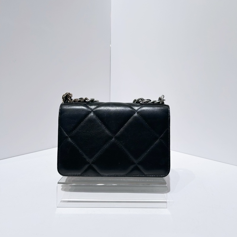 Chanel/香奈兒 芯片款 19bag黑銀woc-1