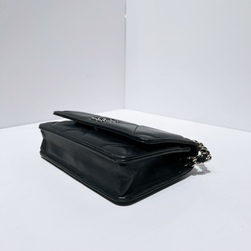 Chanel/香奈兒 芯片款 19bag黑銀woc-4