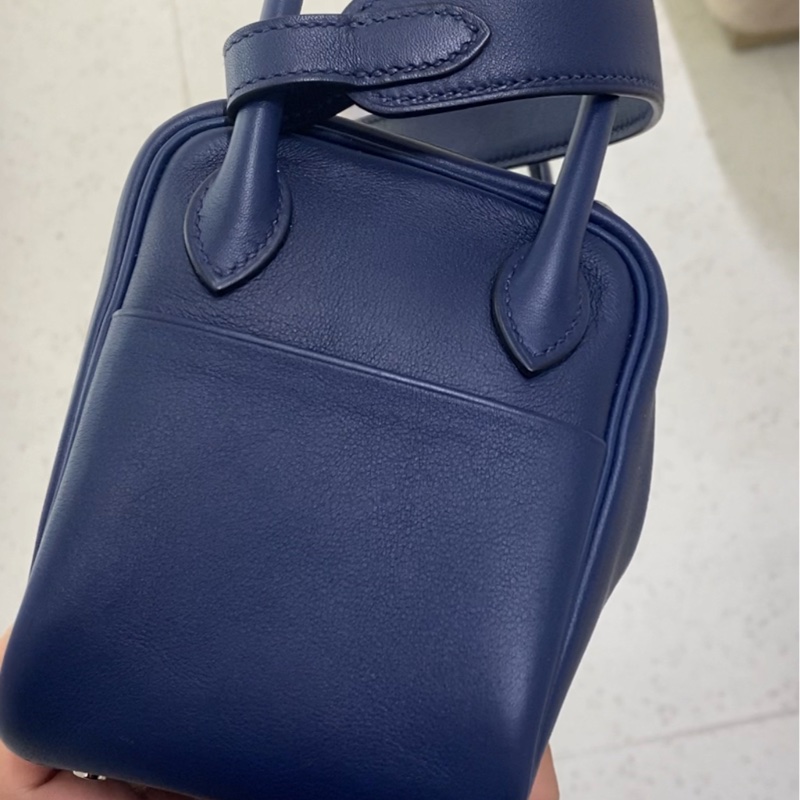 🌈Hermes💙Mini Lindy一代💙寶石藍色銀扣🌟98.5新🌈Swift皮🌟-4