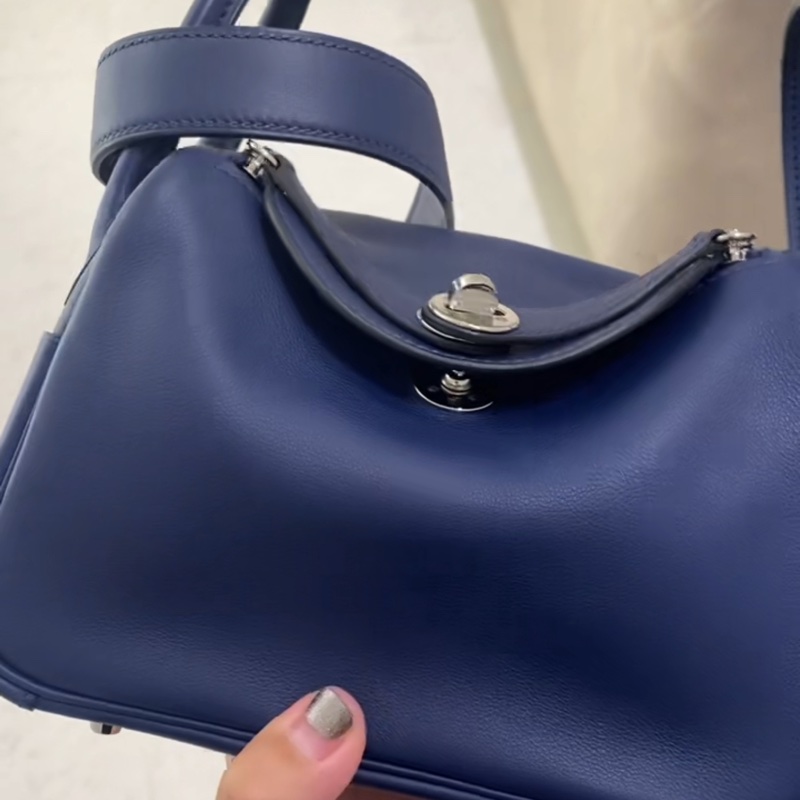 🌈Hermes💙Mini Lindy一代💙寶石藍色銀扣🌟98.5新🌈Swift皮🌟-9
