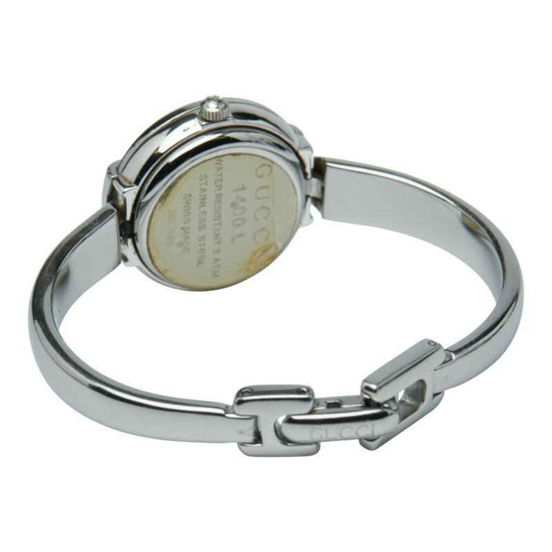 Gucci 女士手鐲腕錶，1400L 石英機芯，黑色錶盤，不鏽鋼錶殼，GUCCI-2