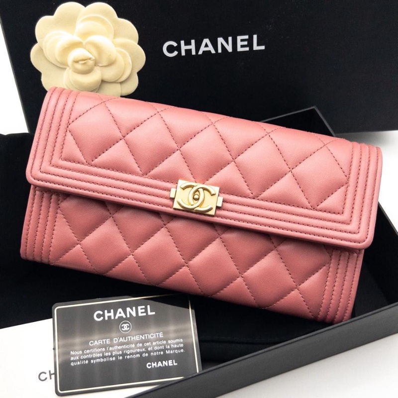 🌷Chanel Boy粉色長夾錢包皮夾|經典花紋✦fufu style 精品✦ 氣質款|-0