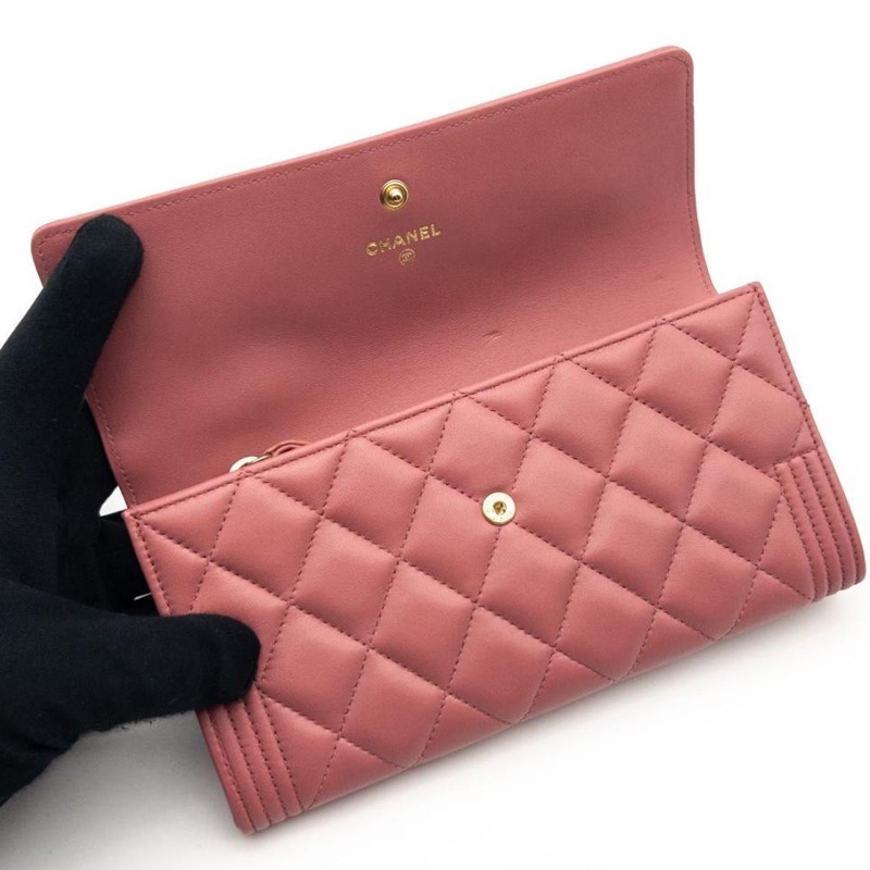 🌷Chanel Boy粉色長夾錢包皮夾|經典花紋✦fufu style 精品✦ 氣質款|-1