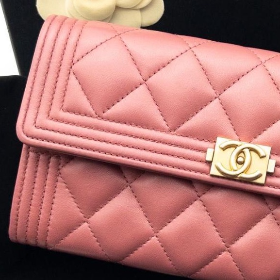 🌷Chanel Boy粉色長夾錢包皮夾|經典花紋✦fufu style 精品✦ 氣質款|-7
