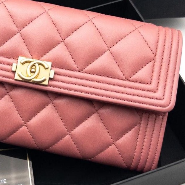 🌷Chanel Boy粉色長夾錢包皮夾|經典花紋✦fufu style 精品✦ 氣質款|-9