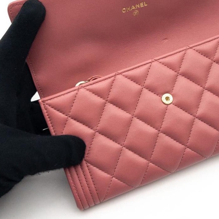 🌷Chanel Boy粉色長夾錢包皮夾|經典花紋✦fufu style 精品✦ 氣質款|-10