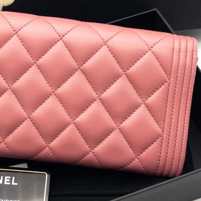 🌷Chanel Boy粉色長夾錢包皮夾|經典花紋✦fufu style 精品✦ 氣質款|-13