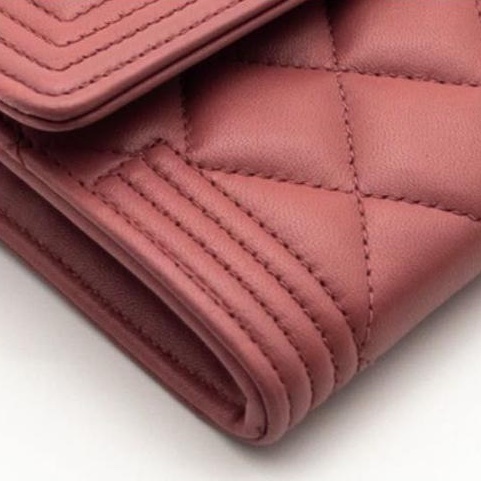 🌷Chanel Boy粉色長夾錢包皮夾|經典花紋✦fufu style 精品✦ 氣質款|-16