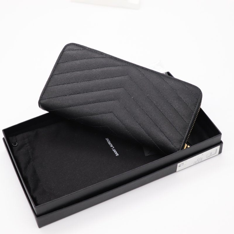 Saint Laurent 聖羅蘭 經典 Logo 黑色 牛皮 大空間 長夾-2