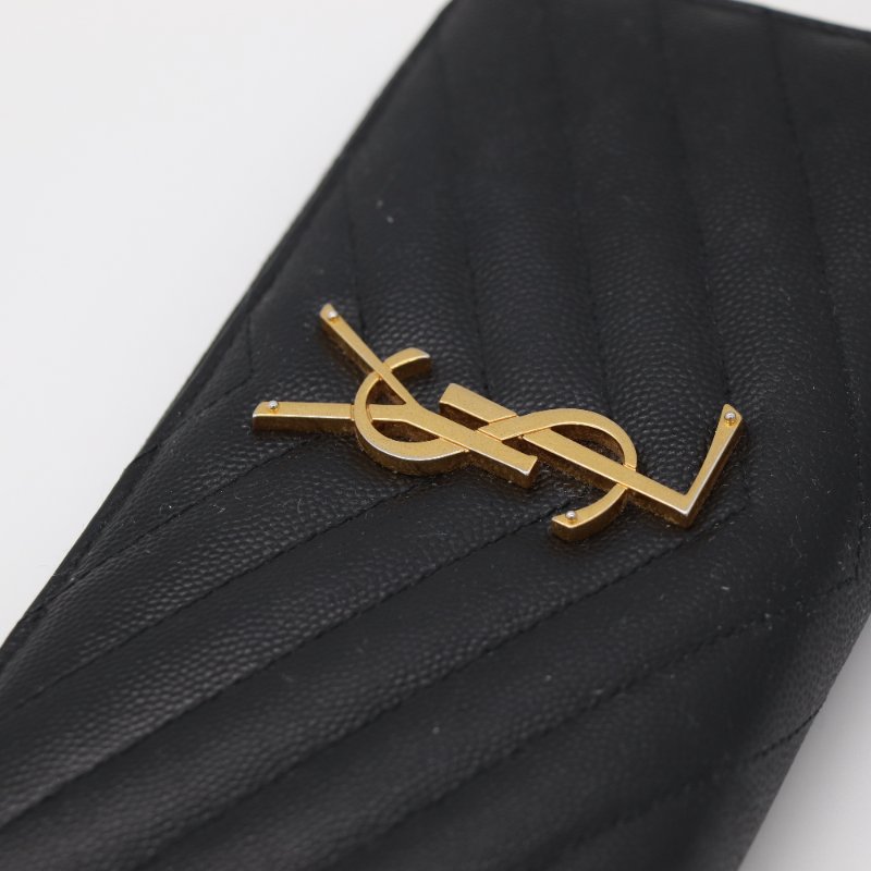 Saint Laurent 聖羅蘭 經典 Logo 黑色 牛皮 大空間 長夾-5
