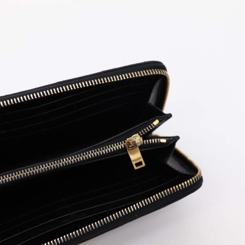 Saint Laurent 聖羅蘭 經典 Logo 黑色 牛皮 大空間 長夾-7