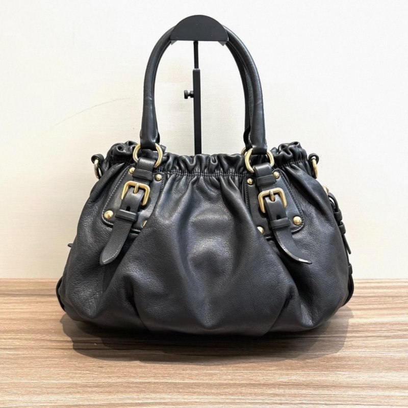 PRADA 黑金南瓜手提包 98新配件塵袋-4