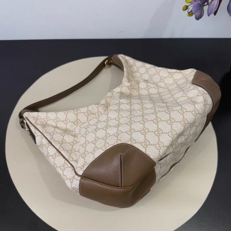 Gucci 老花拼皮hobo腋下斜背包34*30cm 98新配件塵袋-2