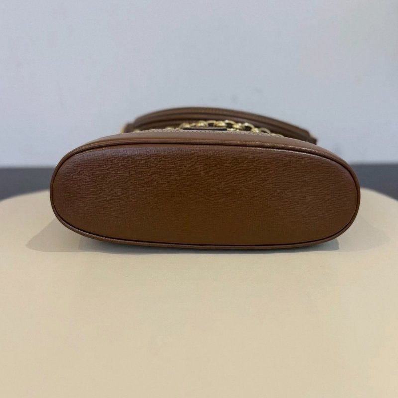 Gucci 老花拼皮棕色水桶包 24*22 99新配件塵袋-7