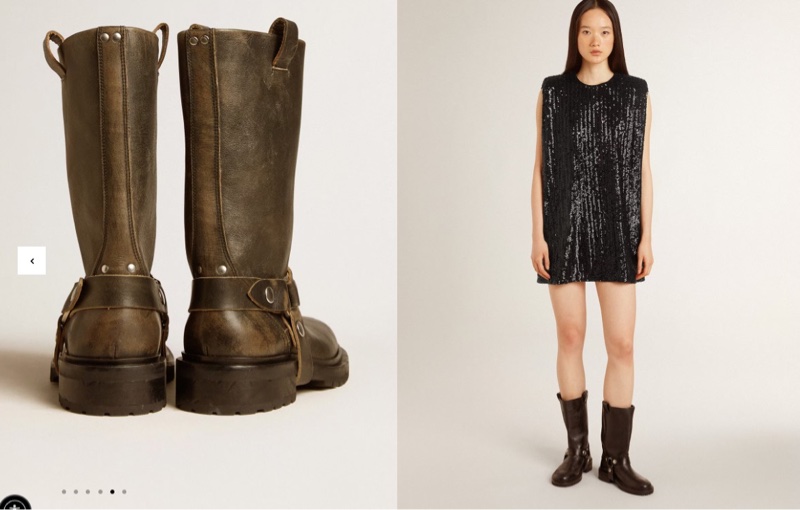 Golden goose GGDB kurt 皮帶扣作舊風機車中筒靴 36碼-0