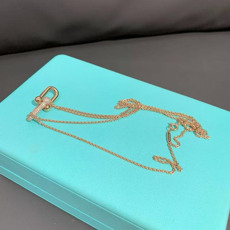 蒂芙尼Tiffany HardWear系列 18k玫瑰金鋪鑲鑽石大號雙鏈環項鍊-4