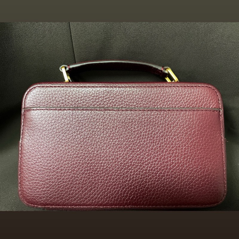 Tory Burch Britten 小盒子包 | 酒紅色霧金扣-6