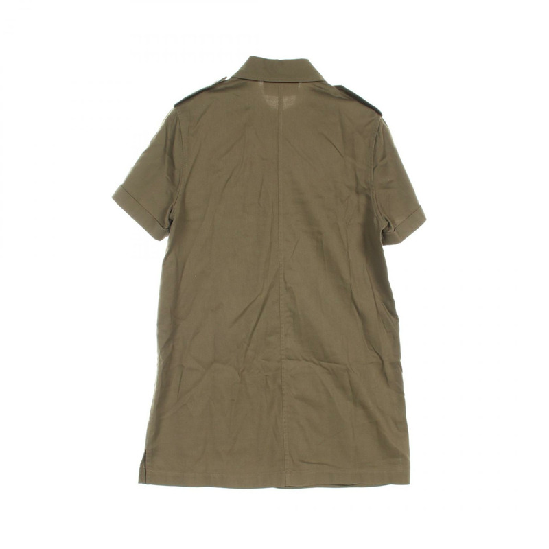 CELINE 軍裝口袋襯衫裙 #40 Triomphe 洋裝 2Z488106K 棉質卡其色-1