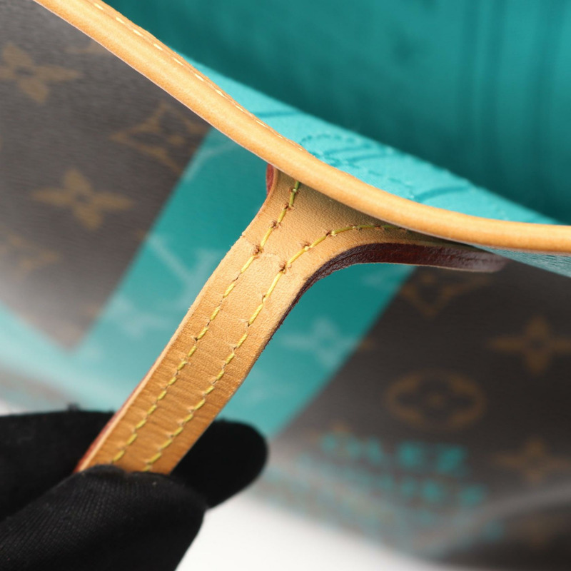 路易威登 Neverfull MM Monogram V 帆布手提包 M41601 棕色藍色二手 LV-10