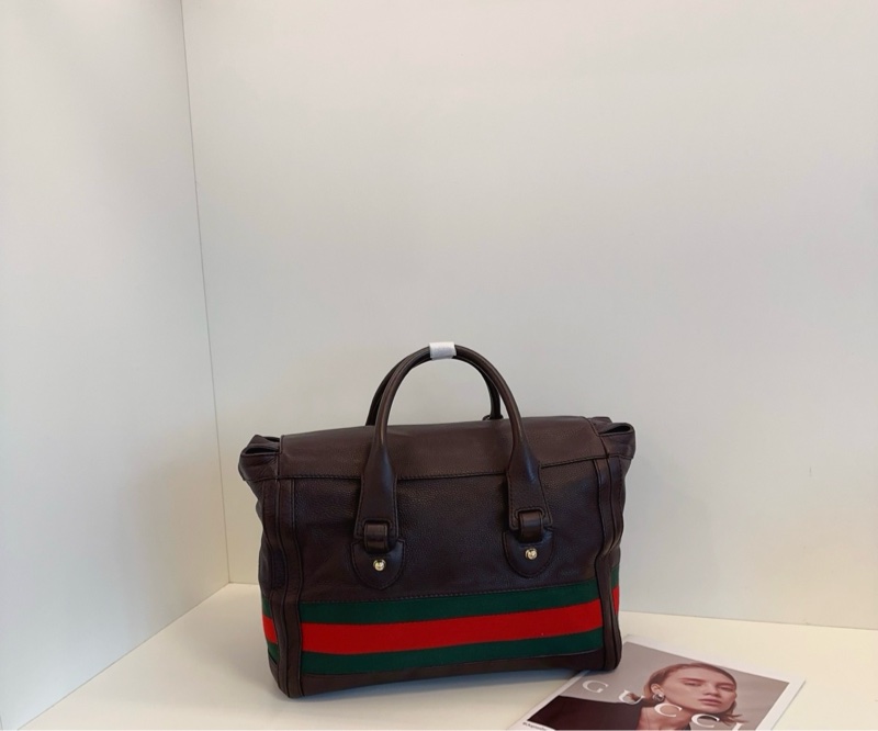 Gucci古馳 條紋牛皮手提包手拎包-3