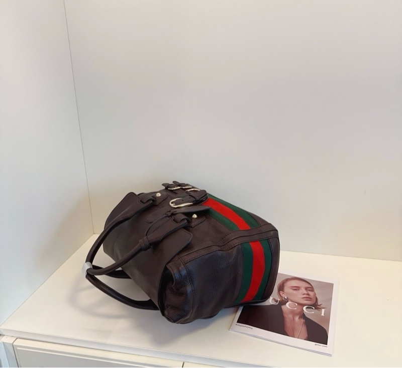 Gucci古馳 條紋牛皮手提包手拎包-7