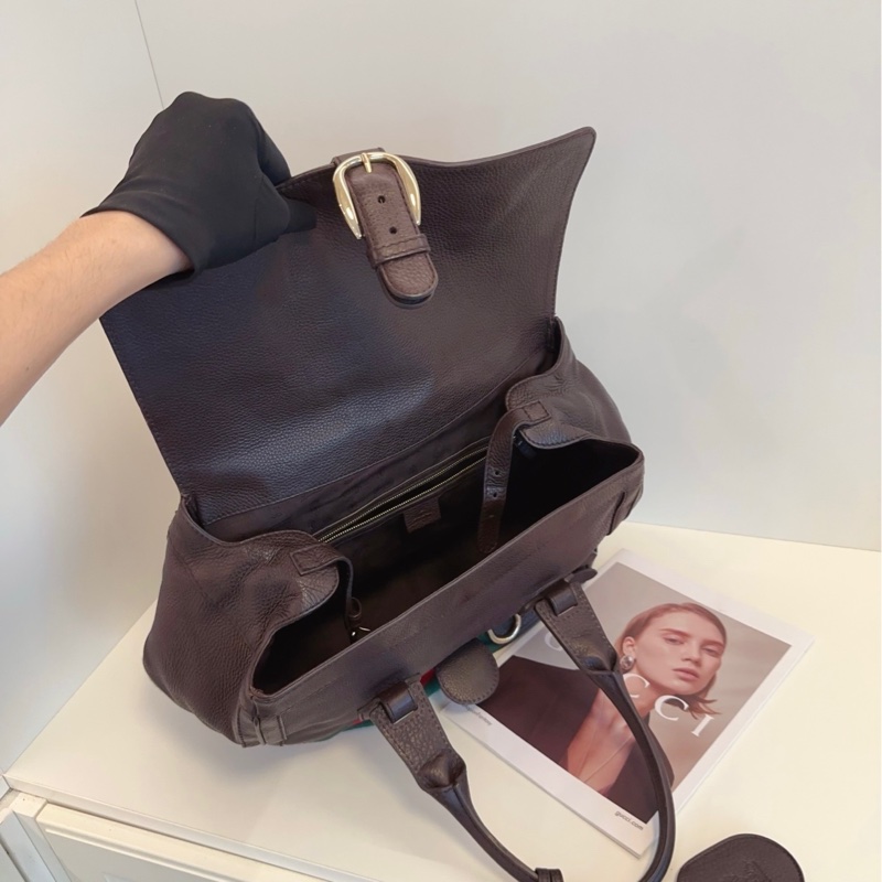 Gucci古馳 條紋牛皮手提包手拎包-8