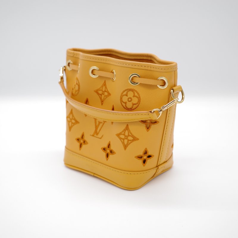 【大全配♥️限量款】Louis Vuitton 路易威登 向日葵黃 太陽黃 小牛皮 刺繡 Logo NanoNoé 小水桶包 單肩 手提包 M81266-2