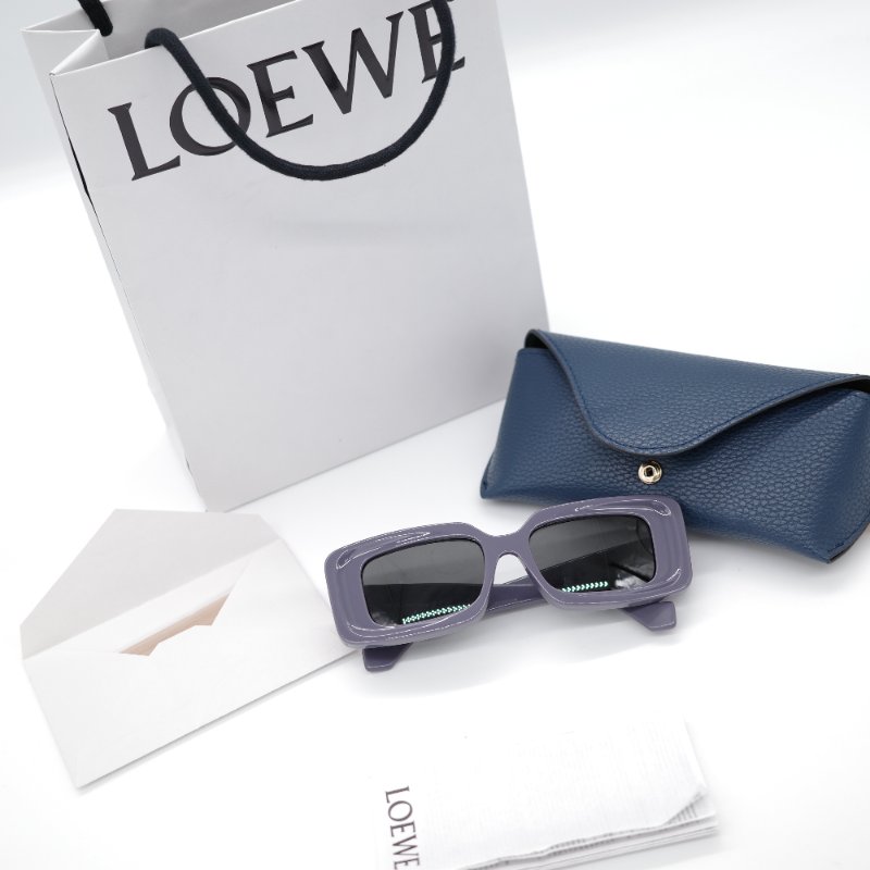 Loewe 羅威 紫羅蘭色 亞克力 經典 金屬Logo  小方框 太陽鏡 墨鏡 眼鏡-0