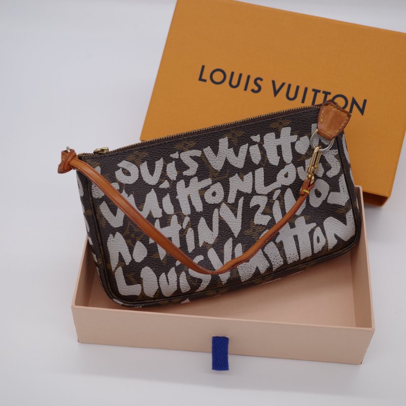 Louis Vuitton 路易威登 經典花紋 復古 限量 塗鴉款 手提包 大麻將 （可以放手機） 2001 年-9