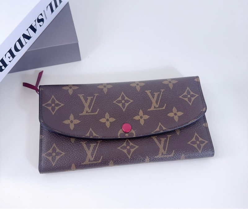 LV 路易威登 豆豆錢包 桃紅色玫紅色內裡-0