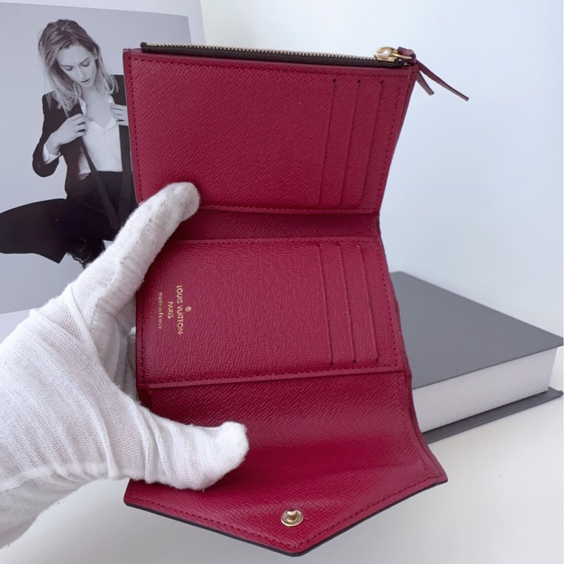 LV 路易威登  豆豆錢包 桃紅色玫紅色內裡-6