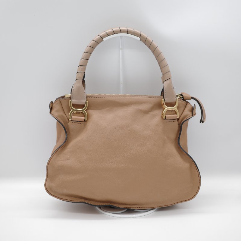 Chloé 蔻依 拿鐵色 淺棕色 小牛皮 馬鞍翻蓋手提包 斜挎包 單肩包-2