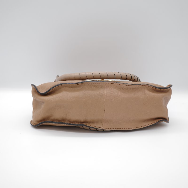 Chloé 蔻依 拿鐵色 淺棕色 小牛皮 馬鞍翻蓋手提包 斜挎包 單肩包-3