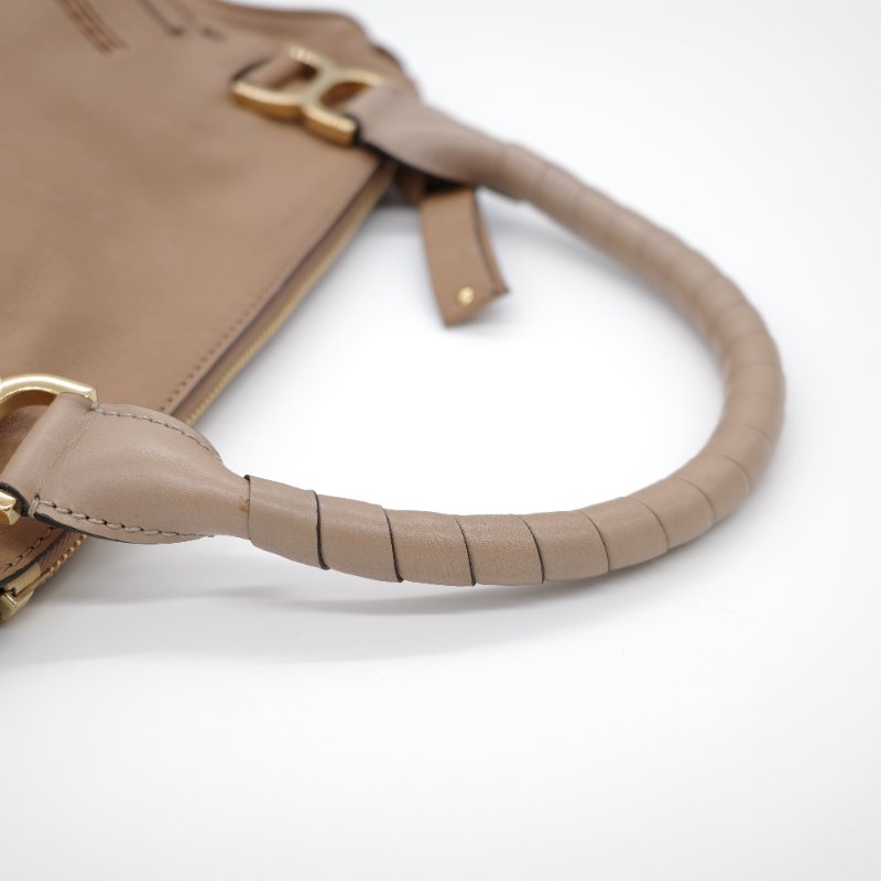 Chloé 蔻依 拿鐵色 淺棕色 小牛皮 馬鞍翻蓋手提包 斜挎包 單肩包-13