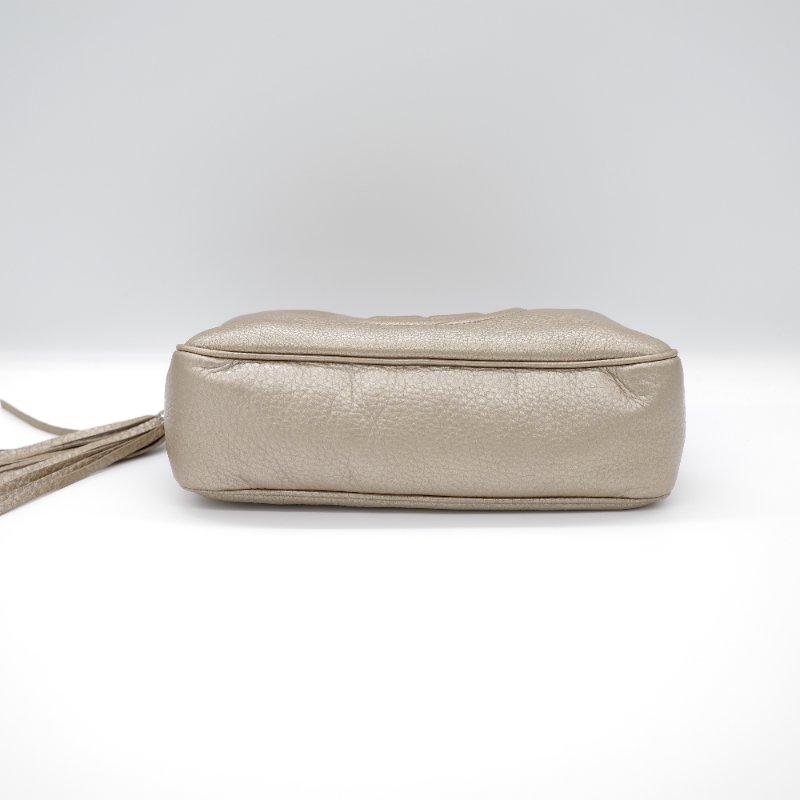 Gucci 古馳 Soho Chain 淡金色 金屬色 牛皮 拉鍊 鏈條單肩包-4