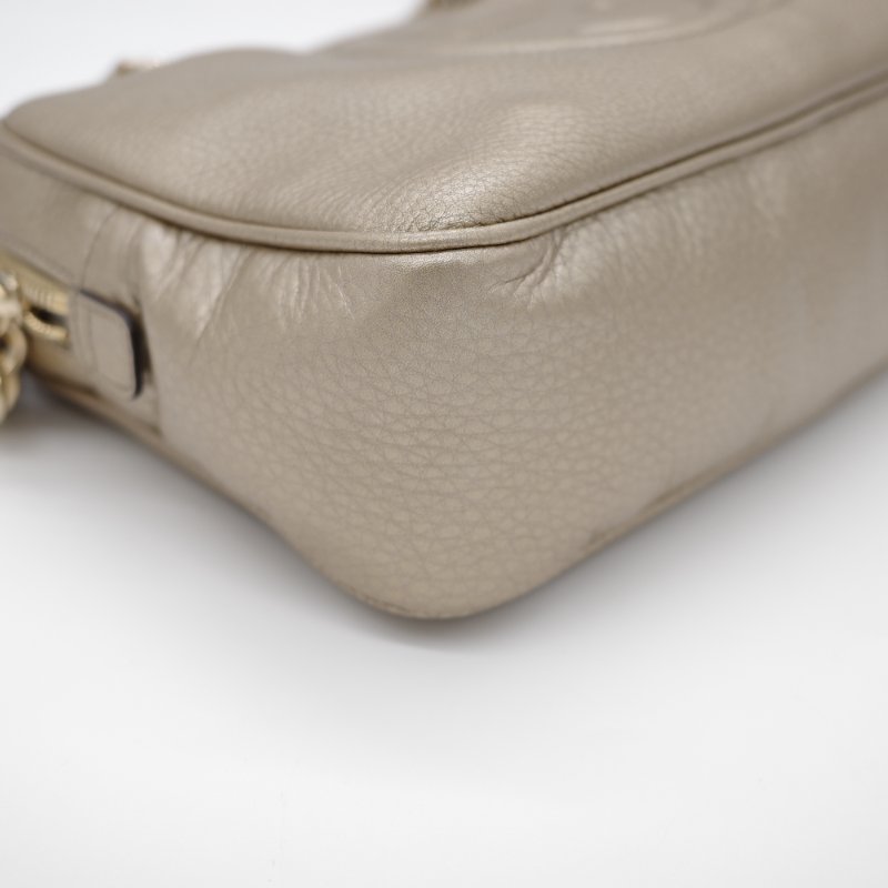 Gucci 古馳 Soho Chain 淡金色 金屬色 牛皮 拉鍊 鏈條單肩包-8