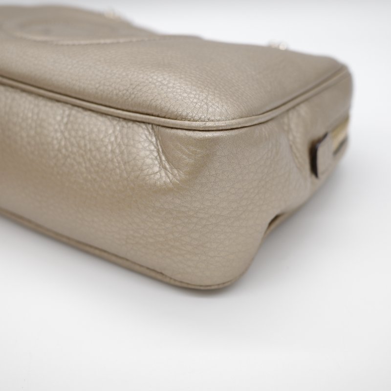 Gucci 古馳 Soho Chain 淡金色 金屬色 牛皮 拉鍊 鏈條單肩包-9