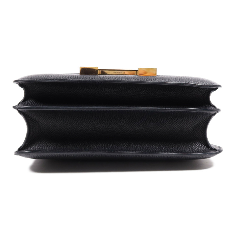 HERMES Epsom皮革Constance 24金扣肩背袋Noir-3