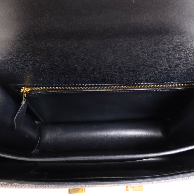 HERMES Epsom皮革Constance 24金扣肩背袋Noir-4