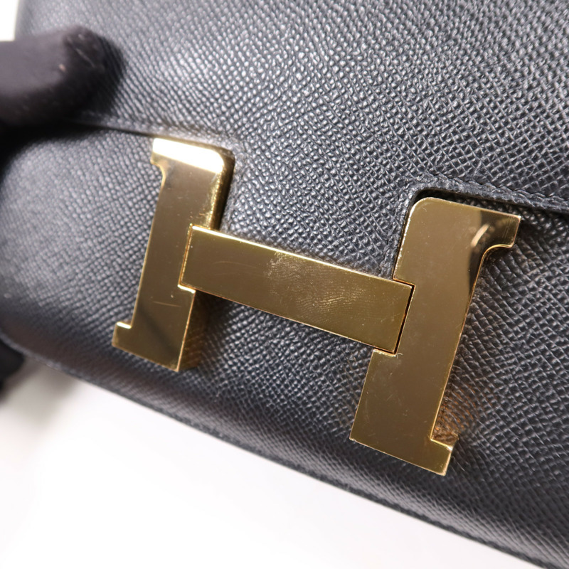 HERMES Epsom皮革Constance 24金扣肩背袋Noir-14