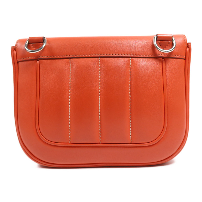 HERMES Swift皮革Berline 21 Mini銀扣肩背袋Rouge Casaque-1