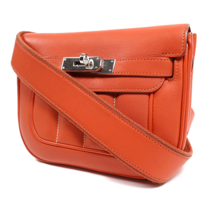 HERMES Swift皮革Berline 21 Mini銀扣肩背袋Rouge Casaque-2