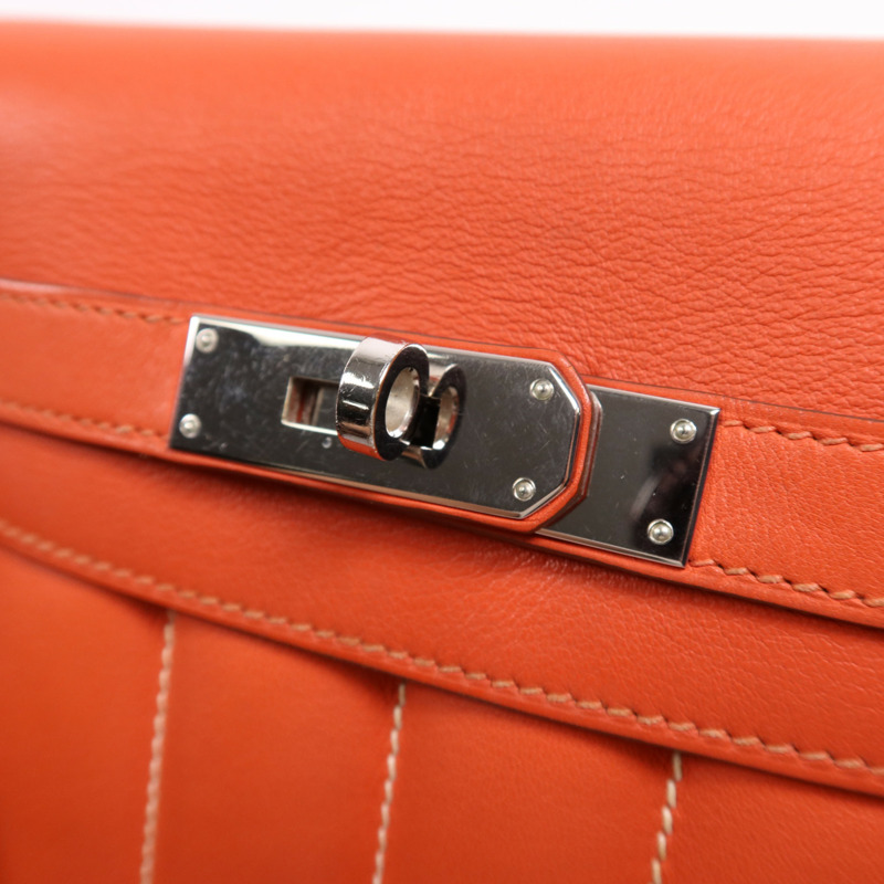 HERMES Swift皮革Berline 21 Mini銀扣肩背袋Rouge Casaque-8