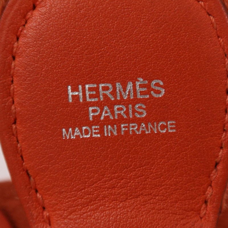 HERMES Swift皮革Berline 21 Mini銀扣肩背袋Rouge Casaque-11