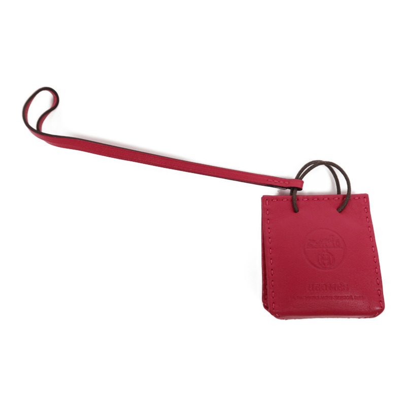 HERMES Milo皮革Paper Bag Charm掛飾Rosa Mexicano-1