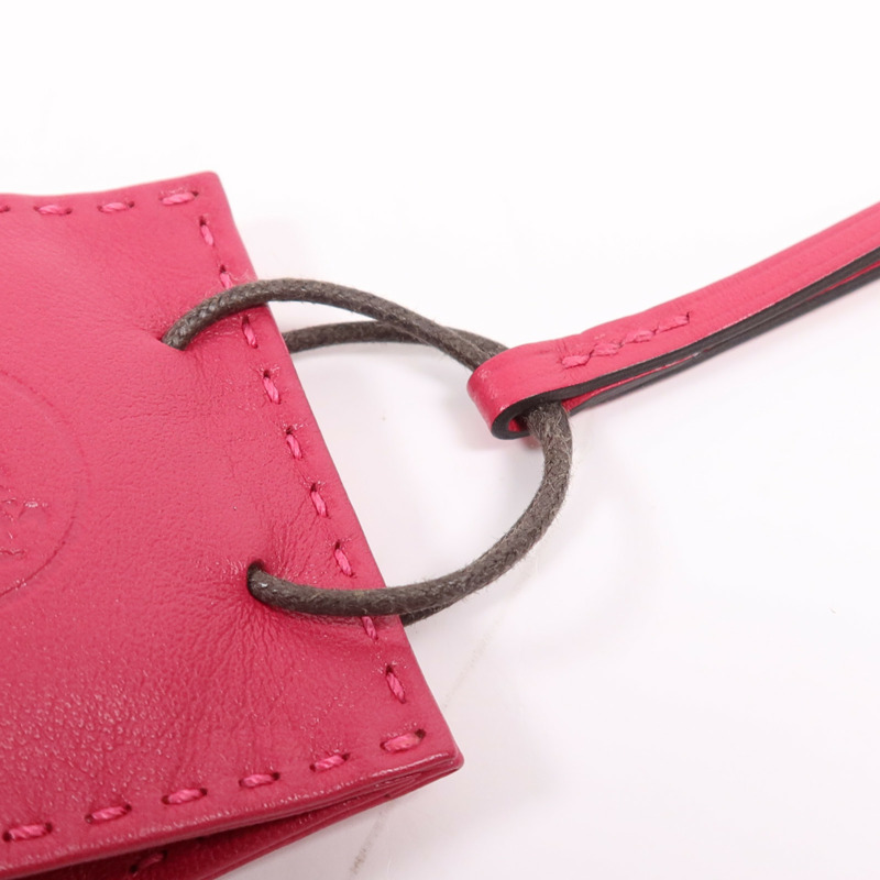 HERMES Milo皮革Paper Bag Charm掛飾Rosa Mexicano-4