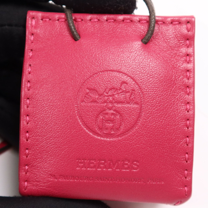 HERMES Milo皮革Paper Bag Charm掛飾Rosa Mexicano-6