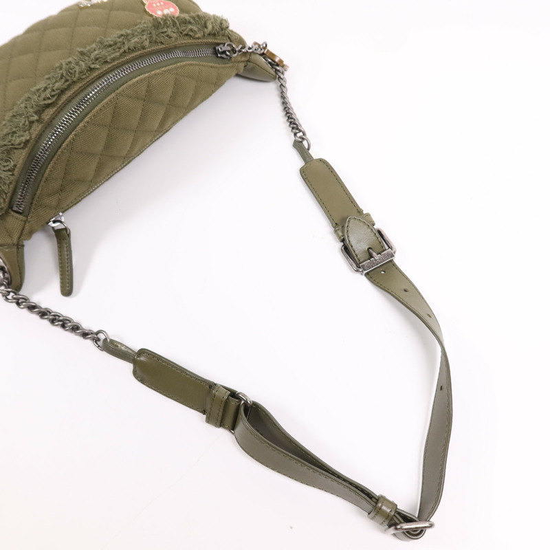 CHANEL 帆布Waist銀扣腰包-6